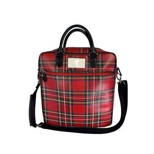 Beakgaard Red Stewart Tartan Plaid Leather Bag Limited Edition Laptop Carry On
